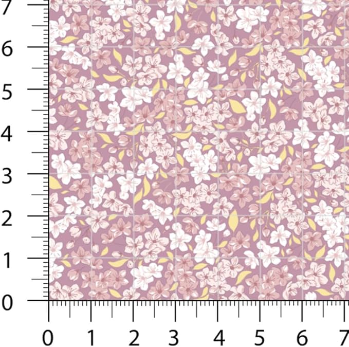 Patchwork Fabric Panel 100x155 cm, 100% Cotton Satin, 6 Coordinated Floral & Bird Patterns, Soft Blue Pink Quilting & Sewing Fabric (Spring Swallows, 6pcs 50x50cm)