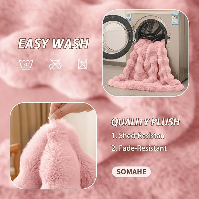 SOMAHE Dog Blanket Self-Warming Throw for Medium & Large Dogs, Dual-Side Sherpa Plush, Thick Crate Bed Cover & Car Seat Mat, Anti-Static Machine Washable No Shrink, 39x30 Inch Pink