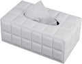 XNONE Tissue Box Cover Rectangle Tissue Box Holder PU Leather Facial Organizer with Magnetic Bottom,Decorative Napkin Caddy for Vanity Dresser Night Stand Table Countertop Home Office Car,White