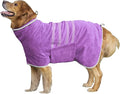 HhiMyOct Dog Robe - Fast Drying Towel - Microfiber Super Absorbent Pet Bathrobe, Adjustable Collar & Belly Strap (Purple, Medium)