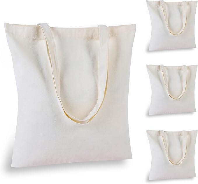 FF Sgdfc 18 Pcs Canvas Tote Bags, Natural Color Tote Bags 15 x 16 inch Sustainable Eco Friendly reusable, For Grocery Bags, DIY Gift Bags, Shopping Bags (Natural Colour)
