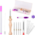 Punch Needle Kit Includes 1.6mm-2mm-2.5mm-3.5mm-5mm Needle,5 Size Metal Needles,Punch Needle Tool for Adult Beginner,Perfect for DIY Craft Decoration&Gift(Pink)