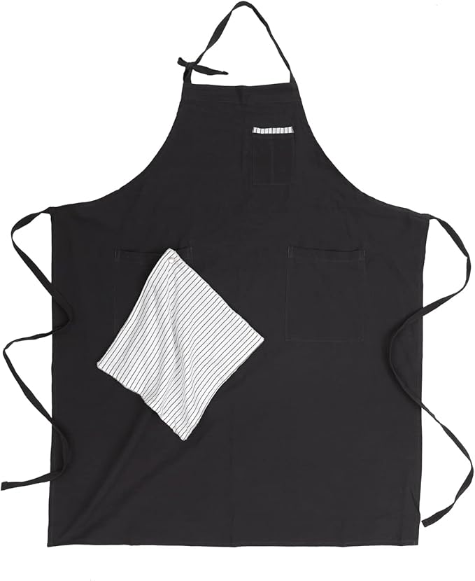 Soft Cotton Linen Apron - Retro Linen Art Apron, Adjustable Casual Apron with Towel, Great for Florist and Kitchen