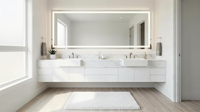 C23 Luxury Shag Bath Rug | 2200 GSM Ultra-Soft Plush Thick Bathroom Mat | 20"x32" White High-Density Shaggy Rug | Non-Slip Natural Latex Back, Absorbent, Machine Washable, 1 Piece