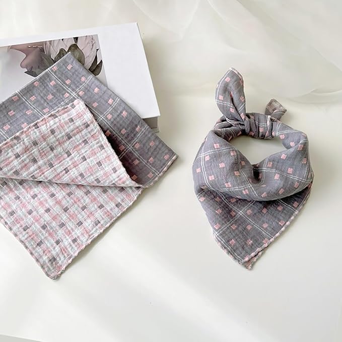 Pemilosci Double Layers Two Tones Dog Cotton Square Bandana Bibs Scarf Kerchief for Small Medium Dogs Boy or Girl - DCB04 P&P
