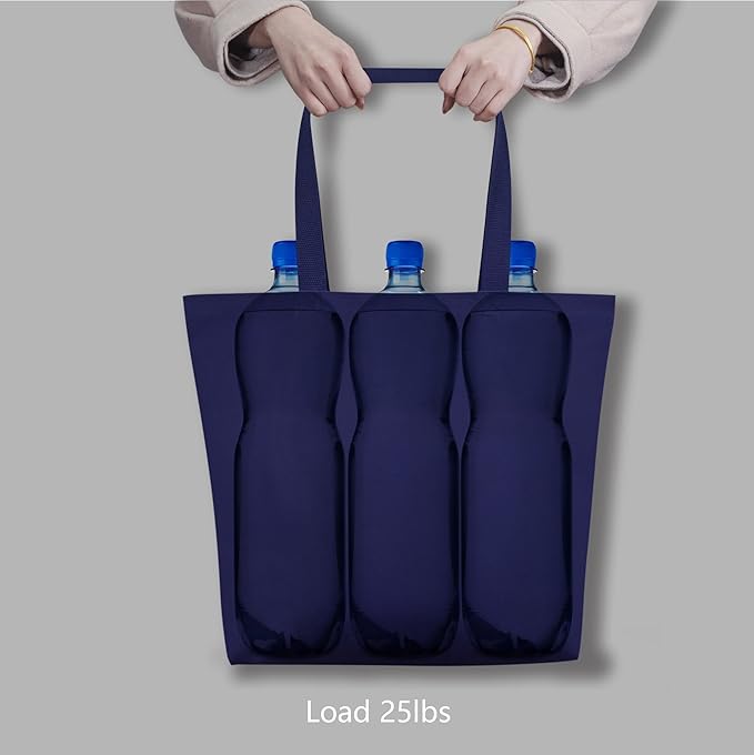 TOPDesign 12-Pack Canvas Tote Bags with Magnetic Snap, Reusable Grocery Shopping Bags, DIY Your Creative Designs