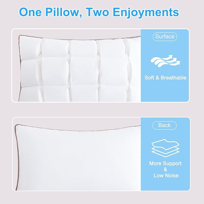 YOUR MOON Soft Pillow Standard Set of 2 for Sleeping, Super Soft Support Down Alternative Pillow 2 Pack, 100% Cotton Shell Luxury Comfy Fluffy Bed Pillows for Sleep(White)