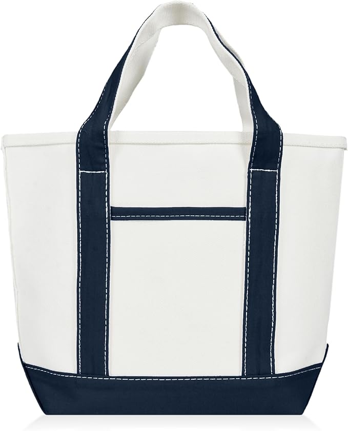 DALIX 14" Mini Small Cotton Canvas Party Favor Wedding Gift Tote Bag in Navy Blue