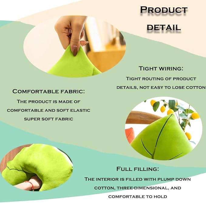 CHELEI2019 19.7" Leaf Pillow,3D Stuffed Plant Plush Leaf Shaped Throw Pillow for Room Decor