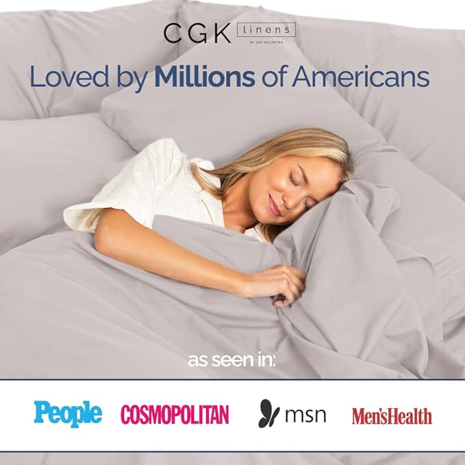 400 Thread Count Cotton Sheet Set - Twin XL Size 100% Cotton Sheets - Easily Fits 8" to 16" Mattress - Silky-Soft, Wrinkle Free & Comfortable - Deep Pockets & Hotel Quality Bedding Set - Light Grey