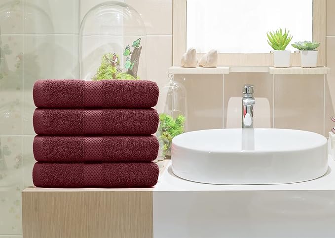 DAN RIVER 6-Pack Premium Hand Towels (16x28 Inches) - 100% Cotton, Ultra Soft, Lightweight, Highly Absorbent Towels for Bathroom, Spa, Gym, Salon, Hotel, and Travel - Pomegranate