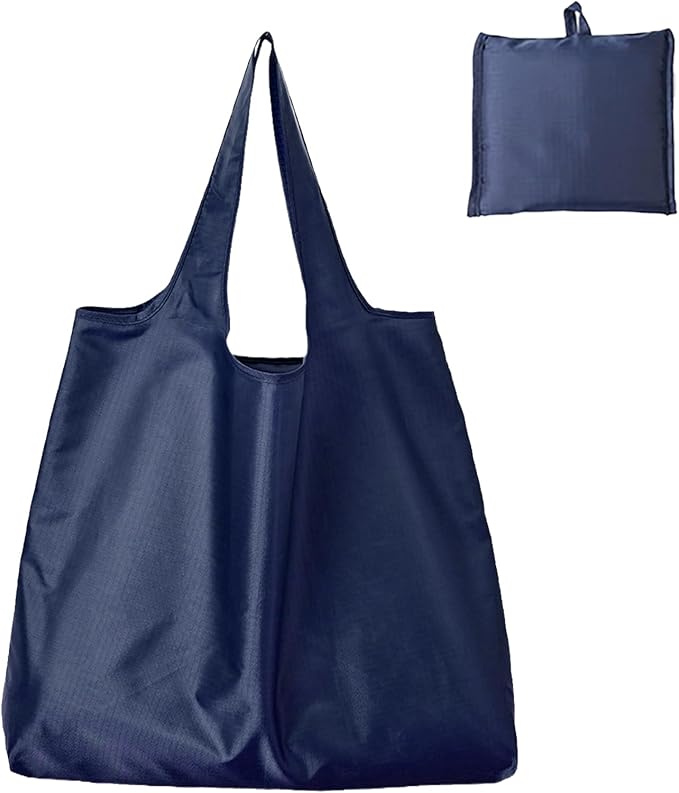 Ksheria Large 50lbs Heavy Duty Reusable Foldable Grocery and Shopping Tote Bags - Washable Polyester Bags in Pocket