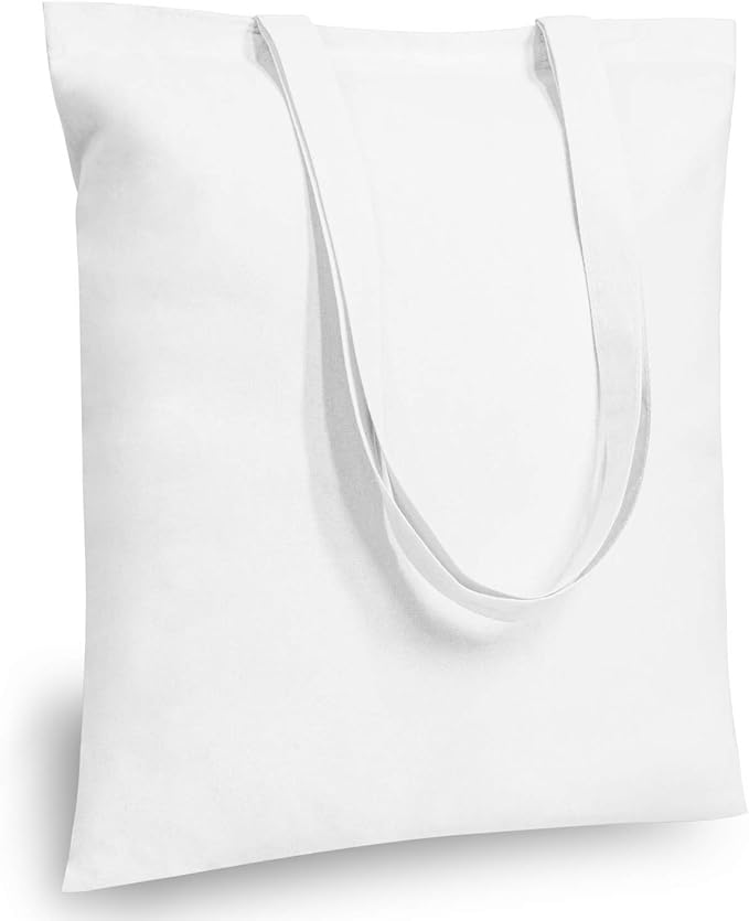 TOPDesign 24-Pack Economical 16"x15" White Cotton Tote Bag, Lightweight Medium Reusable Grocery Shopping Cloth Bags, Suitable for DIY, Advertising, Promotion, Gift, Activity