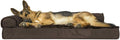 Furhaven Orthopedic Dog Bed for Large Dogs w/ Removable Bolsters & Washable Cover, For Dogs Up to 95 lbs - Plush & Velvet L Shaped Chaise - Sable Brown, Jumbo/XL