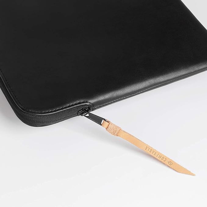 Comfyable Slim Laptop Sleeve Compatible with 13 Inch MacBook Air 13 in M4 M3 M2 M1, 13" MacBook Pro, PU Leather Bag Water-Resistant Cover Case, Black