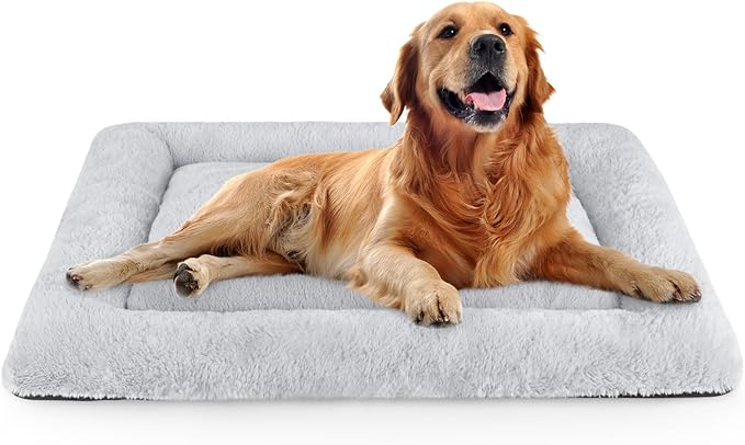 SIWA MARY Dog Bed Mat Soft Crate Pad Washable Anti-Slip Mattress for Large Medium Small Dogs and Cats Kennel Pad(40'' x 27'' Grey)