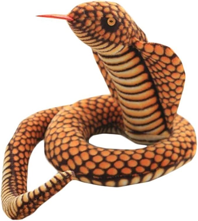 VSFNDB Stuffed Cobra Snake Animal Plush Toy 44 Inches Realistic Long Qamra The Queen Cobra Animal Stuffed Plushies Naja Nivea Cape Cobra Python Stuff Dolls Gift for Children Kids Boys Girls, 44Inches