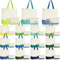 Sanwuta Canvas Tote Bags Bulk with Zipper Cosmetic Pouch 18.5" Reusable Cotton Shopping Bag with Handle for DIY Craft
