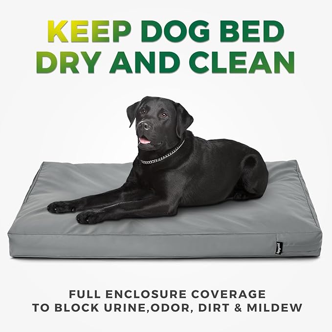 Waterproof Dog Bed Cover Replacement Washable, Easy to Clean, Pet Hair Resistant, Heavy Duty Oxford, Zipper Closure, Indoor/Outdoor Use, Fits 38 Inch Dog Crate - Large - 36"x 27"x 3" - Grey