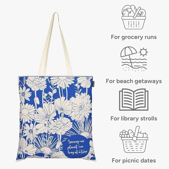 Eco Right Tote Bag for Women, Reusable Grocery Bag, Canvas Tote Bag for Shopping, Cotton Bag for Daily Use, Gifts for Women
