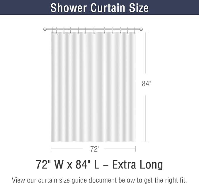 Gibelle Extra Long Shower Curtain 72 x 84, Tall 3D Embossed Textured White Fabric Shower Curtain, Modern Farmhouse Chic Soft Cloth Bathroom Curtains Shower Set with Hooks