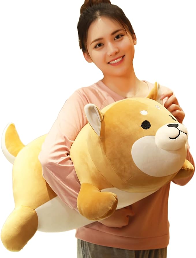 ERDAO Shiba Inu Plush Pillow,Soft Corgi Stuffed Animals Toy Cute Sleeping Puppy Doll Gifts for Kids (Round Eyes, 29.5 inch)