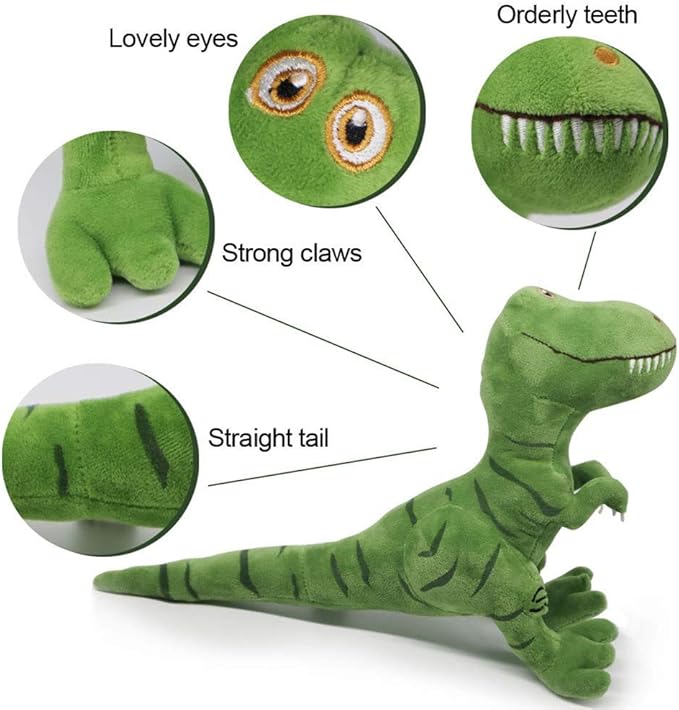 VSFNDB Stuffed Dinosaur Animal Plush Toy 11 Inches Green T-Rex Tyrannosaurus Animal Stuffed Plushies Super Soft Cute Cuddly Pillow Cushion Rex Stuff Dolls Gifts for Children Kids Boys Girls, 11Inches