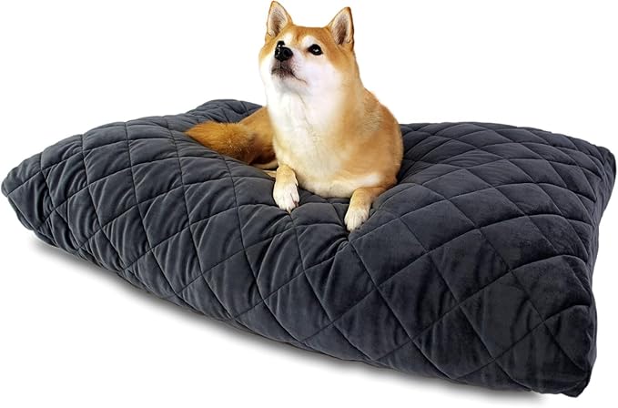 Washable Orthopedic Dog Bed - Plush Quilted Pet Bed with Removable Cover for Small Sized Dogs, Joint Pain Relief, Made in USA (Dark Gray, 30x25x4 Inch)