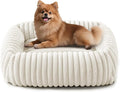 FURTIME Dog Bed for Small Medium Dog, Washable Orthopedic Pet Bed with Removable Cover, Rectangle Soft Calming Sleeping Puppy Bed Durable Pet Cuddler with Anti-Slip Bottom, Cream, M (25"x21"x7")