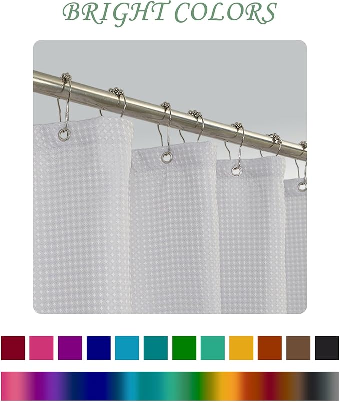 ggaimwf 72x84 Inch Solid Color Shower Curtain for Bathroom Waffle Bath Water Resistant Fabric Curtains Platinum Gray Modern Thick Shower Stall Curtain with Metal Hooks
