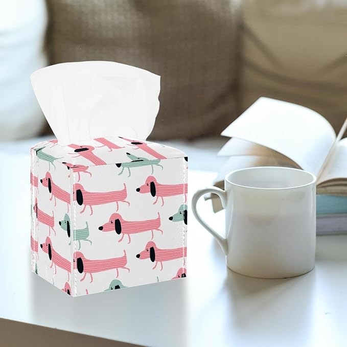 Set of 2 Velvet Tissue Box Covers - Waterproof Dutch Flannel Fabric, Fits 5x5x5in Boxes, Decorative Storage for Living Room, Bathroom, Office