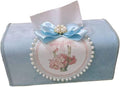 Tissue Cover Holder Fabric Art Cute Tissue Box Cover Dispenser Napkin Organizer for Bathroom Bedroom Office and Car (C - Light Blue)