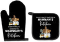 Mawmaw Gifts Oven Mitts and Pot Holders Sets, Gifts for Mawmaws Grandma Kitchen Accessories Sets, Sweeter in Mawmaw’s Kitchen Heat Resistant Oven Glove Potholders for Cooking Baking