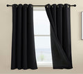 Rutterllow 100% Blackout Curtain 2 Panels,Heat and Full Light Blocking Drapes with Grommets for Bedroom, Black Thermal Insulated Window Treatment Drapes for Living Room(Black,52x36 inch)