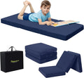 MeMoreCool Foldable Floor Mattress for Kids, Toddler Floor Nap Mat for Sleeping Daycare, Small Child Foldable Mattress Floor Bed, Trifold Futon Portable Tri Folding Mattress, Navy 63x26 Inch