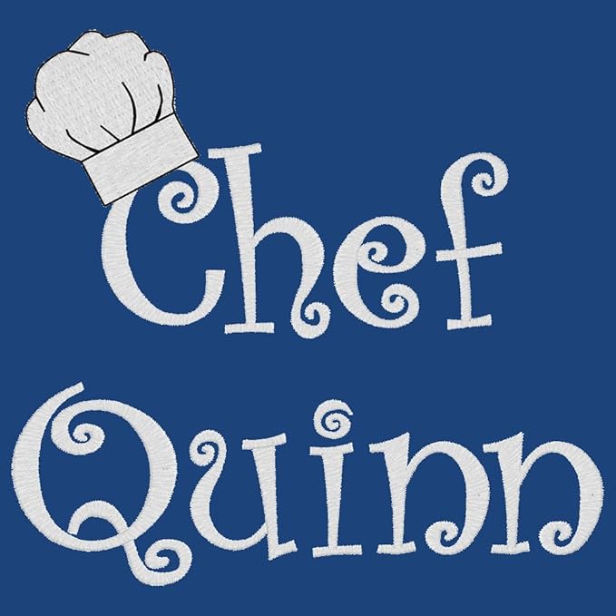 Made in the USA Personalized Embroidered Premium Child Apron and Chef Hat for Kids Girls Boys Fun in the Kitchen Gift (CAN Royal, Regular with hat)