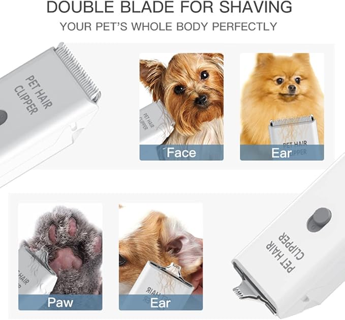 Tileon Feet Hair Trimmer, Dog Clippers,Quiet Washable USB Rechargeable Cordless Dog Grooming Kit,Electric Pets Hair Trimmers Shaver Shears for Dogs and Cats White