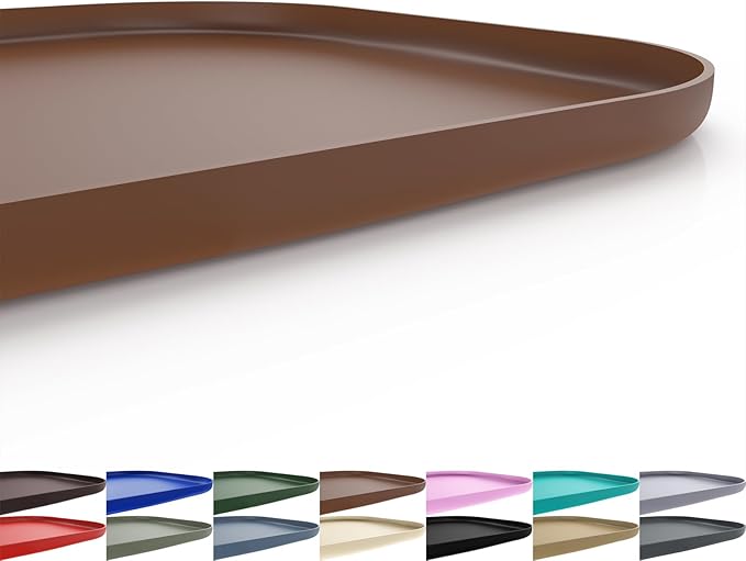 SMILOOL Silicone Pet Feeding Mat with Raised Edge for Food and Water, Dog Bowl Mats, Cat Bowls Placemat with High Lip for Floor Waterproof, Rubber Tray for Cats and Dogs 22 x 14 x0.8 Brown