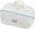 HiTotes Travel Makeup Bag Coquette Floral Cosmetic Bag Quilted Wide Open Lay Flat Toiletry Bag Cute Travel Makeup Pouch