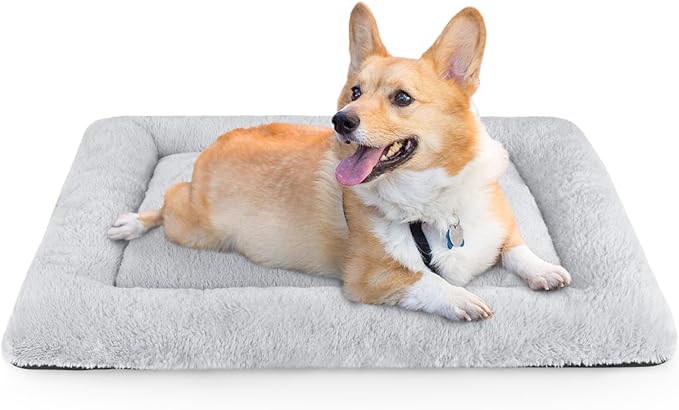 SIWA MARY Dog Bed Mat Soft Crate Pad Washable Anti-Slip Mattress for Large Medium Small Dogs and Cats Kennel Pad(29'' x 21'' Grey)