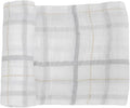 Little Unicorn Premium Cotton Swaddle Baby Blanket | Breathable Fabric | for swaddling, Play, Nursing & More (Grey Plaid)