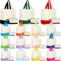 Sanwuta Canvas Tote Bags Bulk with Zipper Cosmetic Pouch 18.5" Reusable Cotton Shopping Bag with Handle for DIY Craft