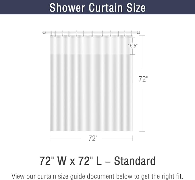 Gibelle Waffle Weave Shower Curtain with Mesh Top Window and Hooks Set, Spa Like Hotel Style Fabric Shower Curtain for Bathroom, Grey, 72x72