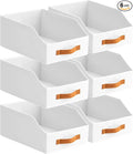 Homsorout Fabric Storage Bins for Organizing - 6 Pack Large Trapezoid Collapsible Storage Bins with Front Handle, Closet Organizers and Storage for Bedroom, Home Shelves, Small Spaces, White