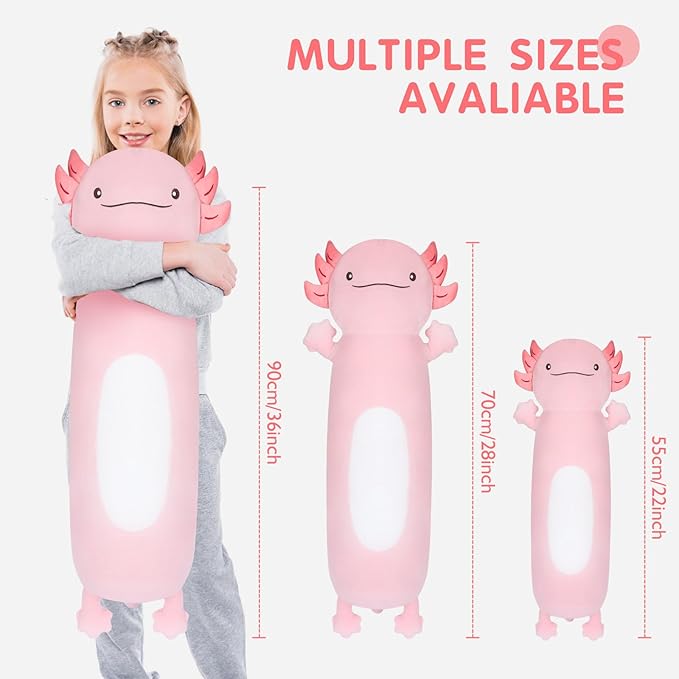 Dalmao 36" Giant Pink Axolotl Stuffed Animal, Cute Soft Long Axolotl Plush Large Body Pillow Big Squishy Plushies Toy, Gift for Kids, Boys, Birthdays