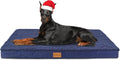 Patas Lague Orthopedic Jumbo Dog Bed for Large Sized Dog 56''X40'', Soft Waterproof Egg Crate Foam Large Pet Crate Beds Mat with Removable Washable Cover and Non-Slip Bottom, Navy Blue
