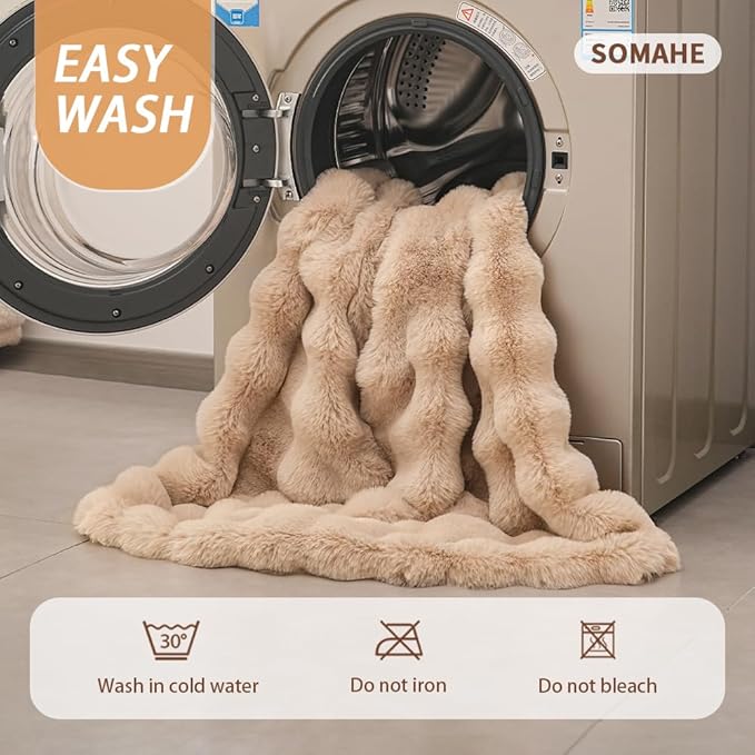 SOMAHE Dog Blanket Self-Warming Throw for Medium & Large Dogs, Dual-Side Sherpa Plush, Thick Crate Bed Cover & Car Seat Mat, Anti-Static Machine Washable No Shrink, 39x30 Inch Coffee