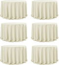6-Pack Ivory Round Tablecloths, 132 Inches, Stain-Resistant Polyester for 6-8 Ft Round Tables - Washable Table Covers for Weddings, Banquets, Birthday Parties, Events
