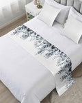 DecorLovee Blue Teal Eucalyptus Bed Runners for Queen Size Bed, Weeping Botanical Decorative Bed Throws for Foot of Bed, Leaf Watercolor Bed Runner Sofa Throw Bedding Scarf Slipcover for Bedroom