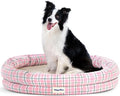 bilypaws Orthopedic Dog Bed for Large Dogs, Pet Sofa Bed with Egg Crate Foam, 4-Sided Bolster, Removable Washable Cover & Anti-Slip Bottom, Large Pink Plaid
